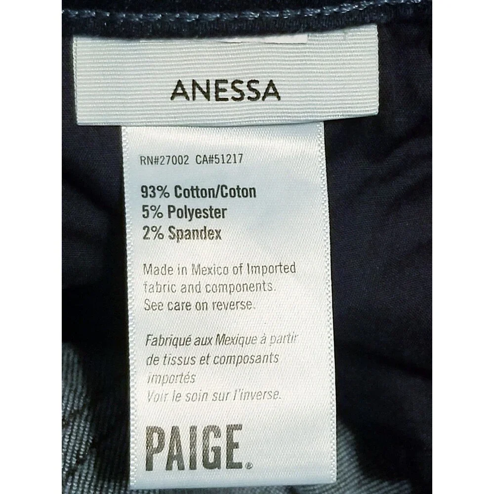 Paige Anessa Jeans Women's Size 28 Dark Blue Wide Leg Stretch Denim (28×26.5)